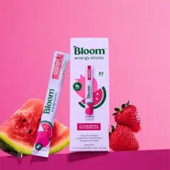 BLOOM NUTRITION Natural Energy Stick Packs Strawberry Watermelon - 10pk