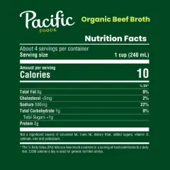 Pacific Foods Gluten Free Organic Beef Broth - 32oz