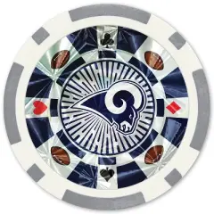 MasterPieces Casino Style 20 Piece 11.5 Gram Poker Chip Set NFL Los Angeles Rams Silver Edition