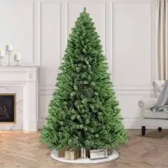 Puleo 7.5ft Unlit Artificial Christmas Tree Full Newcastle Fir: Hinged Branches, Indoor Use, Includes Stand, PVC Material