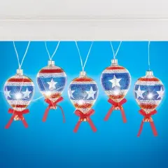 Collections Etc Mercury Glass Styled Americana Balloon LED String Lights