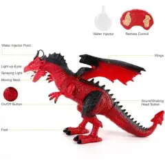 Contixo DR3 RC Dragon Dinosaur Toy -Walking Robot Dinosaur Toy with Light Up Roaring & Spraying Effect for Kids
