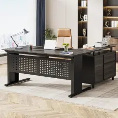 Tribesigns L-Shaped Office Desk, 62.99" Executive Desk with File Cabinet