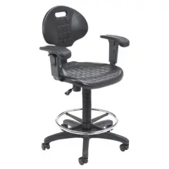 22"-32" Adjustable Height Polyurethane Task Office Chair with Arms Black- Hampden Furnishings