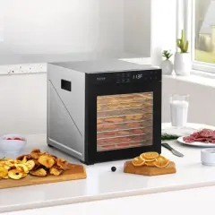 VEVOR Food Dehydrator Machine, 10 Stainless Steel Trays, 1000W Electric Food Dryer with Adjustable Temperature & 24-Hour Timer, Freeze Dryer, Black