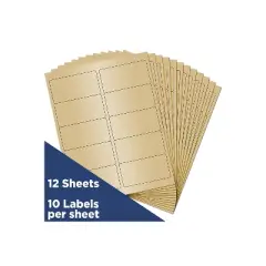 JAM Paper Laser/Inkjet Shipping Address Labels 2" x 4" Gold Metallic 10 Label 40732538