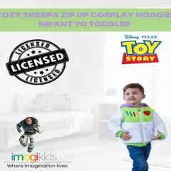 Disney Pixar Toy Story Buzz Lightyear Baby Cozy Faux Shearling Zip Up Cosplay Hoodie Infant to Toddler