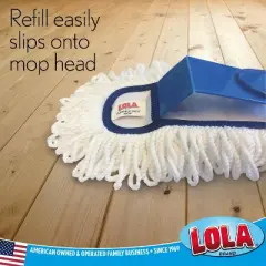 Lola Products 360 Degree Flexible 18" Dust Mop Replacement Head, Fine Fiber Machine Washable Dust Mop Head Attracts Dust & Dirt Like a Magnet, 2 Count