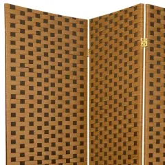 6 ft. Tall Woven Fiber Room Divider Two-Tone Brown 3 Panel - Oriental Furniture
