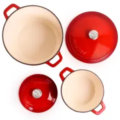 BergHOFF Neo 4Pc Cast Iron Cookware Set, 3Qt Covered Dutch Oven & 7Qt Covered Stockpot