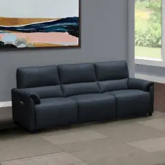 Lily Leather Power Recliner Sofa with Power Headrests Blue - Abbyson Living