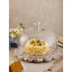 Viola Brown Onyx Serving Board with Cloche