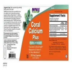 Coral Calcium Plus Magnesium and Vitamin D by Now Foods  -  250 VegCap