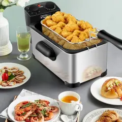 Costway Electric Deep Fryer 3.2 QT/12-Cup Stainless Steel 1700W with Frying Basket