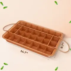 Brooklyn Brownie Copper Pan with Self-Slicing Divider Grid, Nonstick Coated, 24 Precut Slices, Dishwasher Safe
