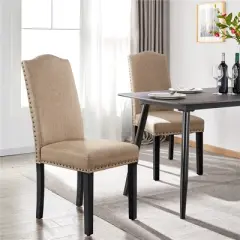 Yaheetech Set of 2 Fabric Upholstered Classic Tall Back Dining Chair