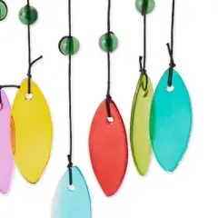 Zingz Home Glass Leaves Wind Chime - Butterfly Iron Ornament