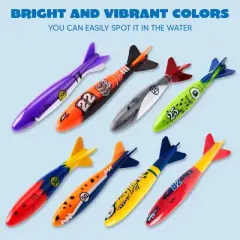 Joyfy 8 Pcs Diving Pool Toys, Shark Underwater Diving Toys, Colorful Swimming Pool Toys Game for Kids Summer Swim Dive Training Water Fun Pool Games
