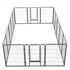 JOMEED Indoor and Outdoor Metal 16-Panel, 31" High Collapsible Dog Pet Playpen Kennel with Integrated Lockable Entry and Exit Door, Black