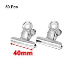 Unique Bargains Office Document Paper File Bills Binder Clips Clamp 50 Pcs 1.6" Width