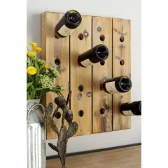 Rustic Wood Wall Wine Rack Brown - Olivia & May