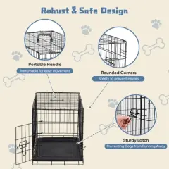 AZL1 Life Concept Pet Crates and Houses Single Door Dog Cage Durable Metal Pet Kennel Secure Lock Collapsible Removable Tray, Black, 24.4"*16.5"*18.5"