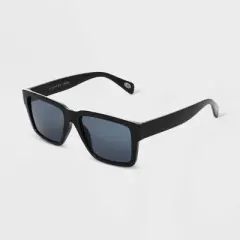 Women's Shiny Plastic Rectangle Sunglasses - Universal Thread&trade; Black