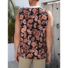 Clearlove Men's Tank Top&nbsp;Sleeveless&nbsp;Shirts V Neck Lace Up Retro Boho Shirts Summer&nbsp;Casual Tops