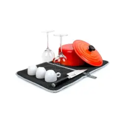 Prepara Drydock Deluxe 2-in-1 Kitchen Towel & Drying Mat with Stemware Dryer, Antibacterial, High Absorbency Cleaning Essential (14" x 21")