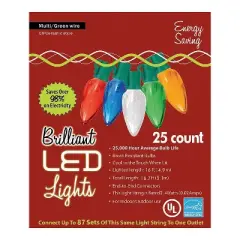 25-Count C9 LED Multicolor Holiday String Lights