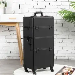 Yaheetech 3 in 1 Aluminum Cosmetic Case Professional Makeup Train Case