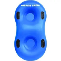 Slippery Racer Air Dual Adults and Kids Inflatable Sledding Snow Tube Sled Rider with 4 Reinforced Handles for 2 Riders