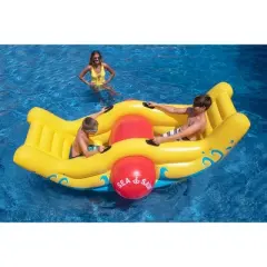 Swimline 90&rdquo; Water Sports Inflatable 2-Person Sea-Saw Rocker Swimming Pool Toy - Yellow/Red