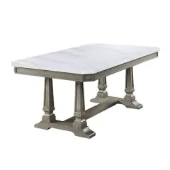 71" Zumala Dining Table Marble/Weathered Oak Finish - Acme Furniture