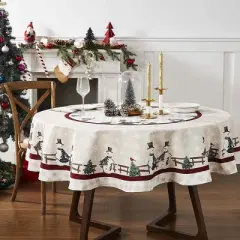 Avanti Linens Country Snowman 70" Round Tablecloth
