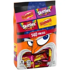 Mars - Skittles and Starburst Halloween Candy Fun Size Chewy Fruit Candies Variety Bag - 58.26oz/140ct