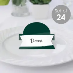 Big Dot of Happiness Emerald Elegantly Simple - Guest Party Favors Tent Buffet Card - Table Setting Name Place Cards - Set of 24
