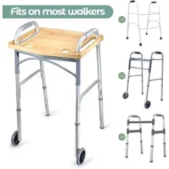 Walker Tray Table with Cup Holder &ndash; Portable Wood Tray for Folding Walkers, 21x16" MedicalKingUsa