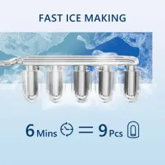 Simzlife Countertop Ice Maker with Handle, 26.5Lbs per Day, 9 Bullet Cubes in 6 Mins, Auto-Cleaning Portable Ice Machine with Basket and Scoop,Pink