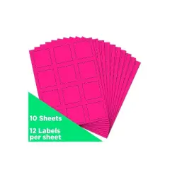 JAM Paper Square Address Labels 2 x 2 Neon Pink 120/Pack 367831075