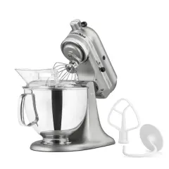 KitchenAid Artisan Series 5qt Tilt-Head 10-Speed Stand Mixer Contour Silver: 325W Metal, 1-Year Warranty, 5qt Capacity