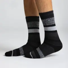 Always Warm by Heat Holders Men's Warmer Block Striped Crew Socks - Black 7-12