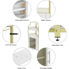 Corner Bar Cabinet with LED Lights, Wine Bar Cabinet with Adjustable Shelf and Glass Holder
