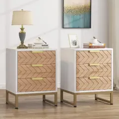 Tribesigns Modern 3 Drawers Nightstand Set of 2
