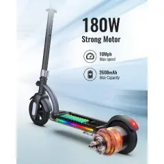 Mastgoal Electric Scooter for Kids,180W Motor 10mph Speed Electric Scooter with Adjustable Handlebar and LED Lights