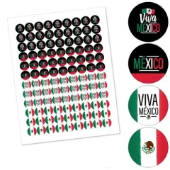 Big Dot of Happiness Viva Mexico - Mexican Independence Day Party Round Candy Sticker Favors - Labels Fits Hershey&rsquo;s Kisses (1 sheet of 108)