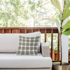 16"x16" Deny Designs Ninola Design Geo Checks Outdoor Throw Pillow Green: UV & Mildew Resistant, Artist-Crafted