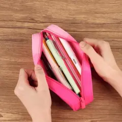 INFURNIC Pencil Cases Kids Large Capacity Waterproof Zipper Pouch Extra Big Pencil Bag for School Supplies Art Tools, Pink, 8.3"*2.8"*0.5"