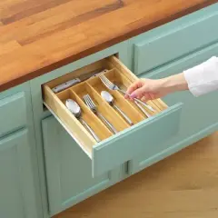 JoyJolt 5 Slot Bamboo Flatware Organizer
