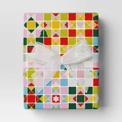 25 sq ft Christmas Humble Cheer Premium Red White Icon Stars Plaid - Wondershop&trade;